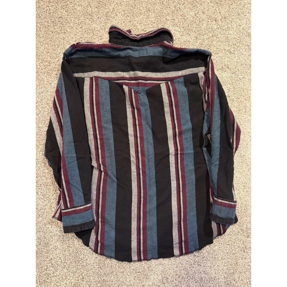 Wrangler Western Shirt Mens XXL Multicolor Striped Pearl Snap Long Sleeve Cotton - Picture 2 of 8
